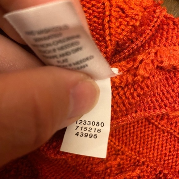 J. Jill Wool Blend Size Medium Orange Cable Knit Grandma Sweater / Tunic Pumpkin - Picture 7 of 8